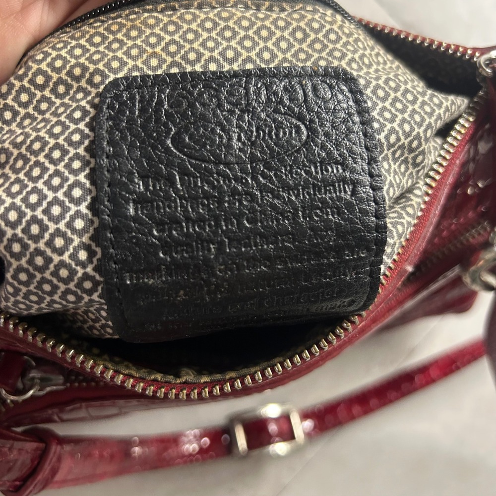 Brighton Crossbody Bag Red Croc Embossed Patent Leather Y2K Heart Charm Small - Picture 9 of 10
